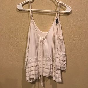 Cream over the shoulder shirt
